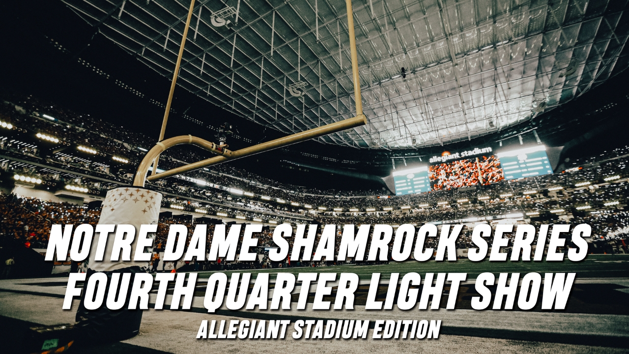 Video Notre Dame's Shamrock Series Light Show in Las Vegas Irish