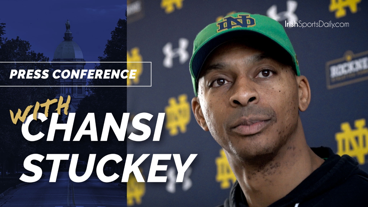 Video Notre Dame WR Coach Chansi Stuckey PostPractice 4.19 Irish