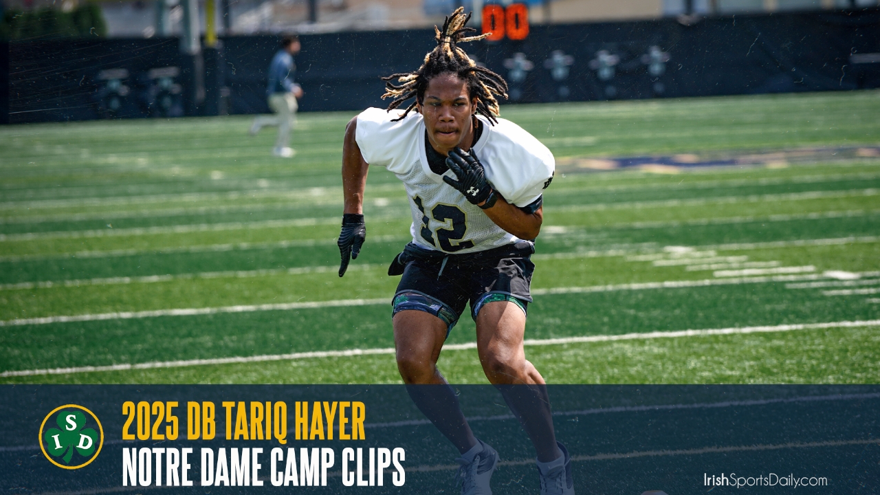 Video 2025 DB Tariq Hayer Notre Dame Camp Clips Irish Sports Daily