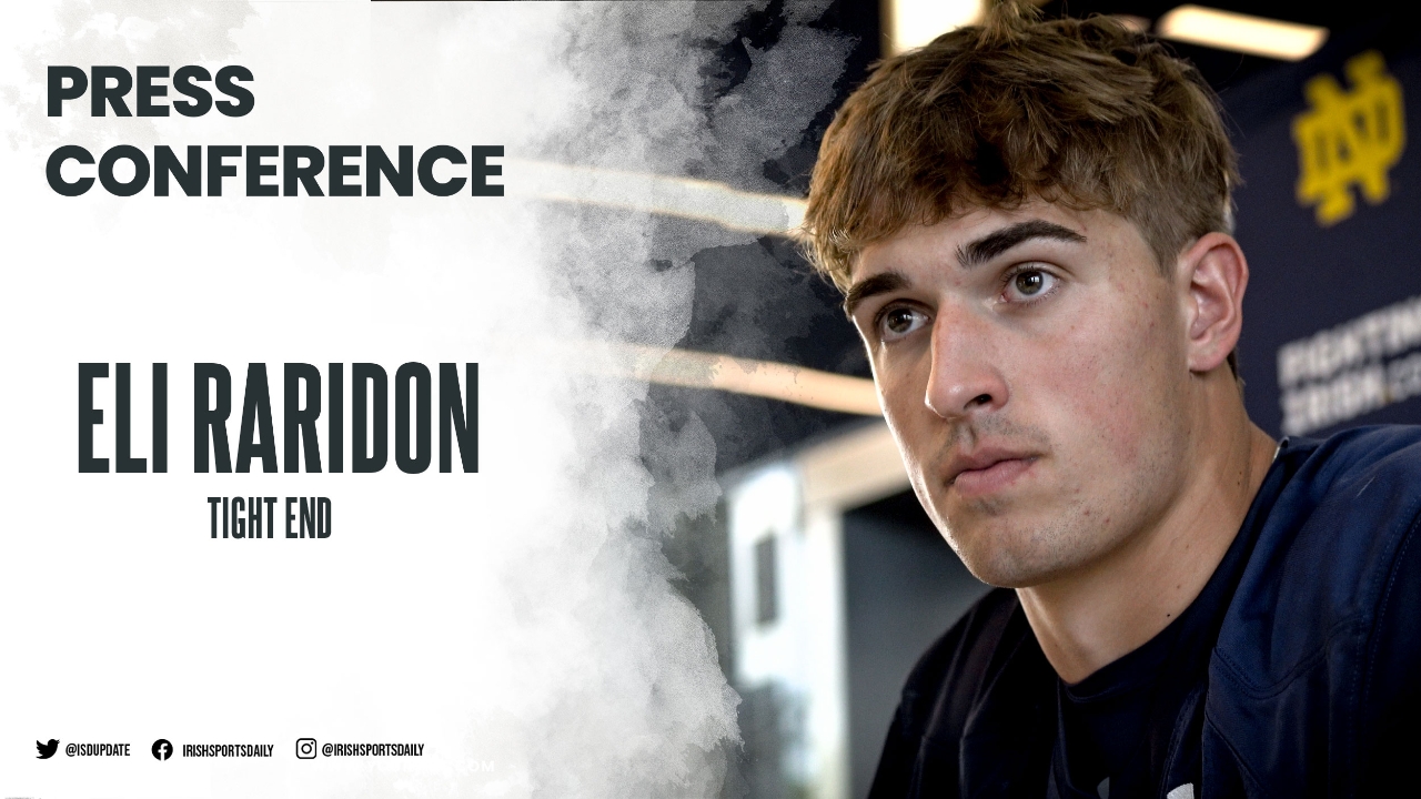 Video Eli Raridon on Notre Dame TE Room & Rehab Process Irish