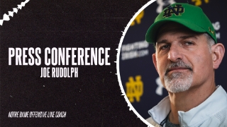Video | Notre Dame OL Coach Joe Rudolph Post-Practice 3.20