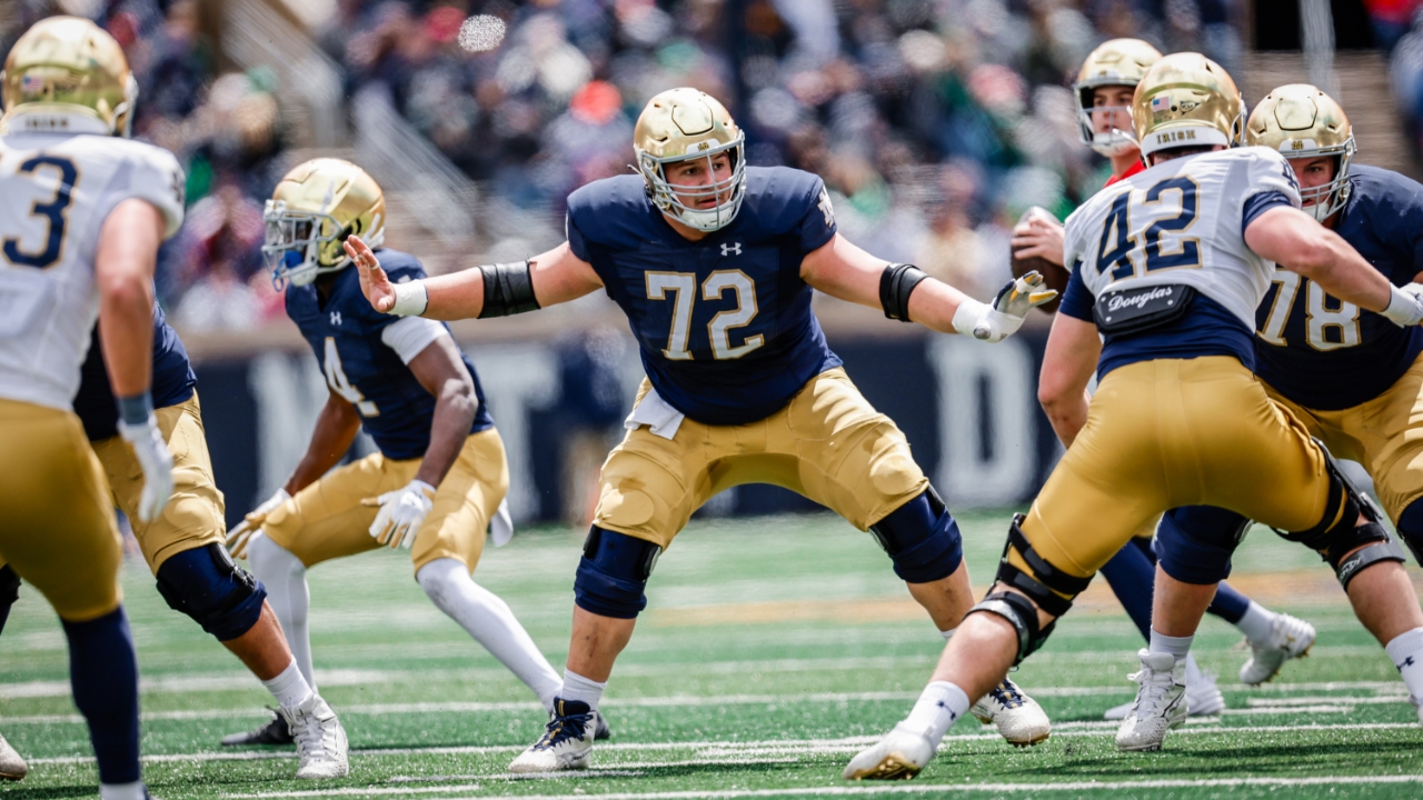 Notre Dame’s young OL prepares for life in College Station