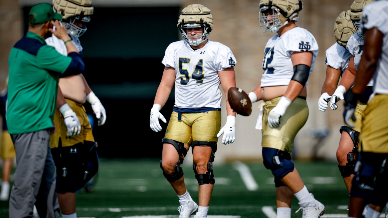 Notre Dame OL finds its way as camp closes