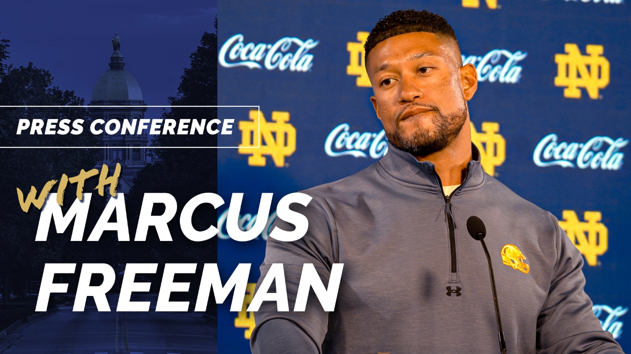 Video | Notre Dame HC Marcus Freeman on OL, Freshmen & CJ Carr | Irish ...