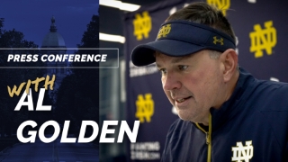 Video | Notre Dame DC Al Golden on Donovan Hinish and Tae Johnson