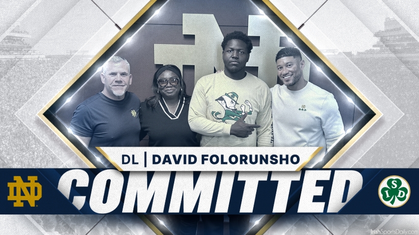 BREAKING | 2027 DL David Folorunsho Commits To Notre Dame